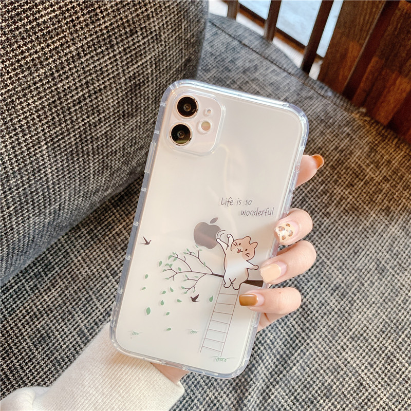 Ốp Điện Thoại Trong Suốt In Hình Mèo Dễ Thương Cho Iphone 12 I11 Pro Max Se2 Xr | BigBuy360 - bigbuy360.vn