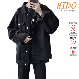 Áo khoác jean nam nữ Áo khoác rin bò From rộng unixex Đen Xanh trơn VNXX -HIDO SHOP