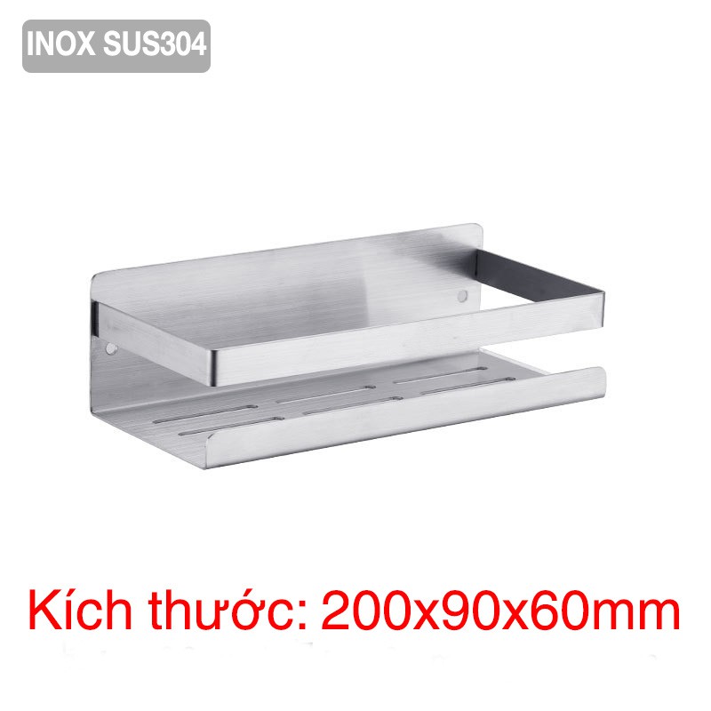 Kệ đựng gia vị Inox SUS304 dán tường gạch men, không rỉ sét  - kèm keo dán Sealant fix - 3 kích thước  - HOBBY KGVD