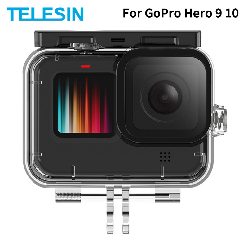 Vỏ chống thấm nước TELESIN 50M Ống kính cường lực lặn dưới nước Vỏ bọc cho GoPro Hero 9 10 Phụ kiện máy ảnh màu đen