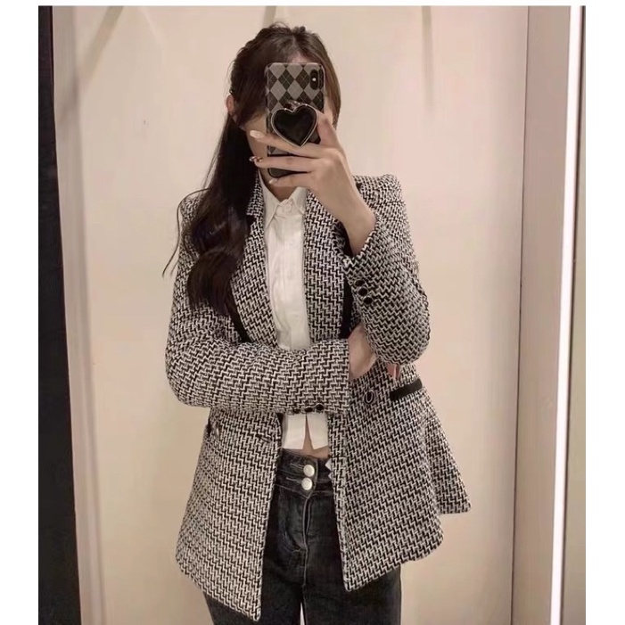 ÁO TWEED SỌC PHA ĐEN ZARA AUTHENTIC TUỒN STORE