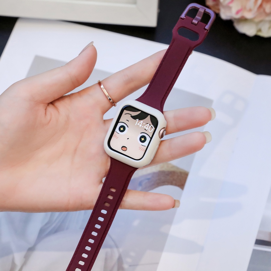 Dây Đeo Silicon Mềm Mỏng Màu Kẹo Cho Đồng Hồ Thông Minh iwatch series 7 6 5 SE 4 3 2 45mm 41mm 44mm 40mm 38mm 42mm