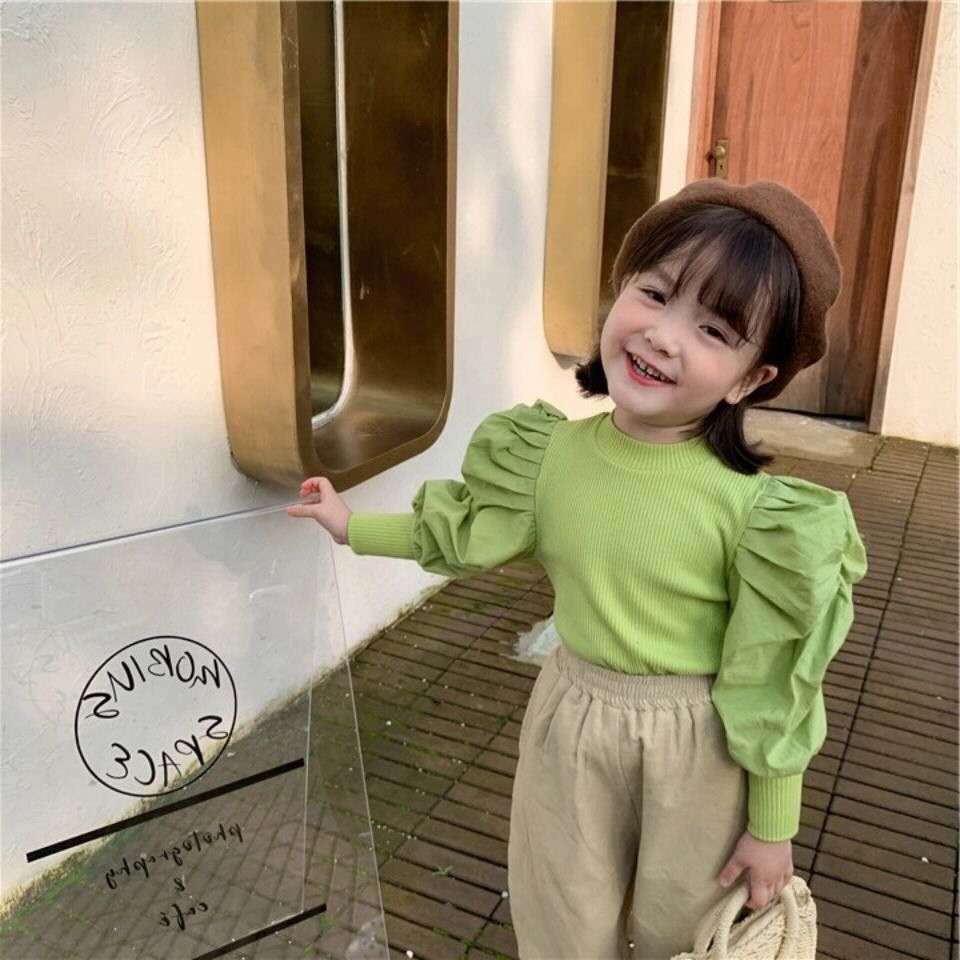 Áo Sơ Mi Tay Phồng Phong Cách Hàn Quốc Cho Bé