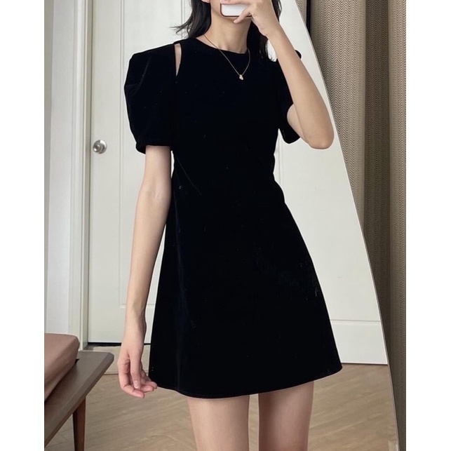 [Loại 1/Freeship] Váy nhung tăm nữ xẻ vai 24APRIL 🌸 Bộ đồ nhung nữ dáng chữ A tôn dáng sang chảng 🌸 | BigBuy360 - bigbuy360.vn