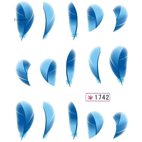 *˚View*✧⁺3D Beauty Leopard Water Transfer Stickers Decoration Nail Art Tips Feather Decals