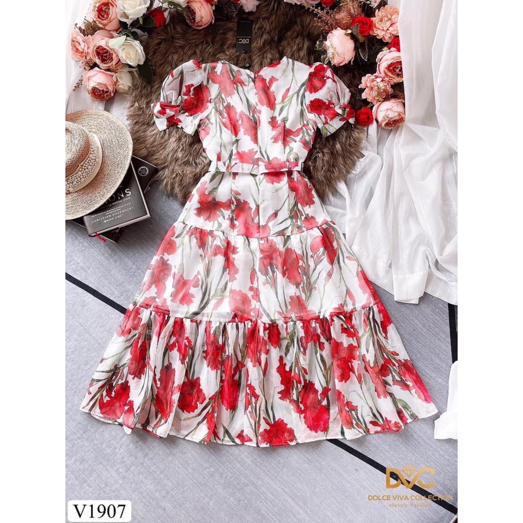 VÁY HOA ĐUÔI CÁ CỔ V - HÀNG THIẾT KẾ DVC | BigBuy360 - bigbuy360.vn