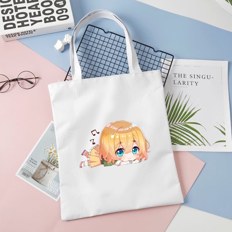 Túi tote vải trắng đeo vai in hình DỊCH VỤ CHO THUÊ BẠN GÁI ver NẰM Kanojo Okarishimasu chibi anime thời trang cá tính