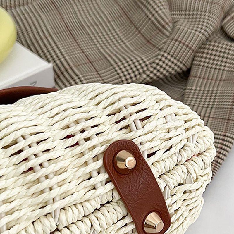 Túi Rơm Đeo Chéo Có Khóa Hình Bướm Phong Cách Phương Tây