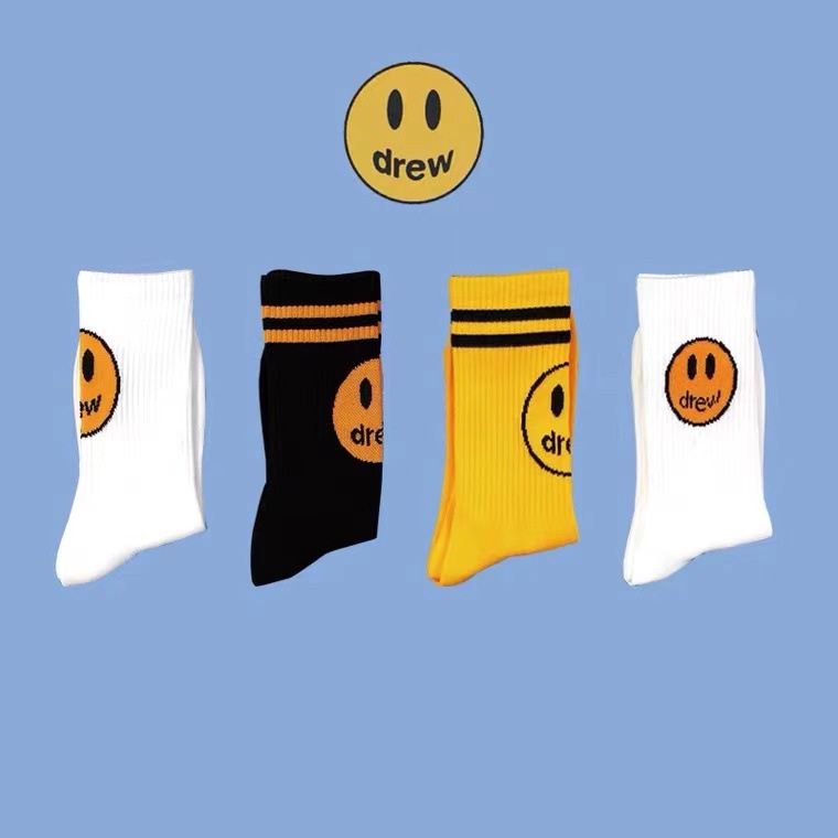 Vớ chân DREW Justin Bieber 100% cotton in hình mặt cười cho nam nữ