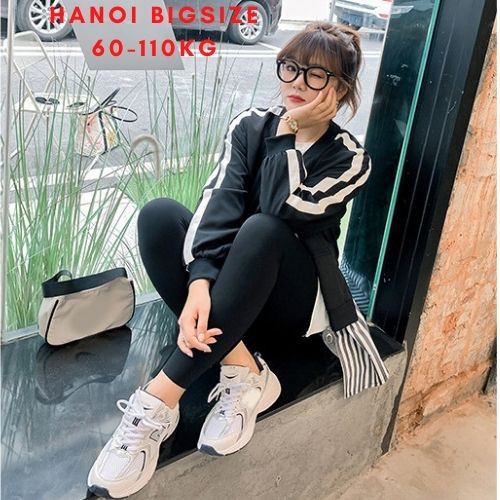 Áo khoác bomber bigsize phối kẻ giả 2 cho nữ 60-100kg - sản phẩm có sẵn của HANOI BIGSIZE - chuyên bigsize chất lượng