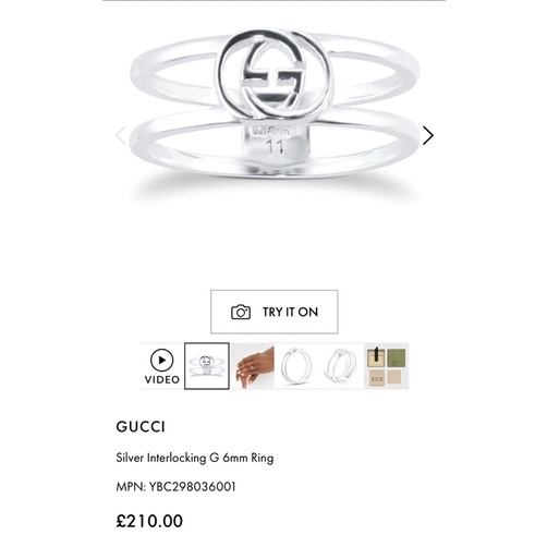 Nhẫn Gucci vintage silver auth