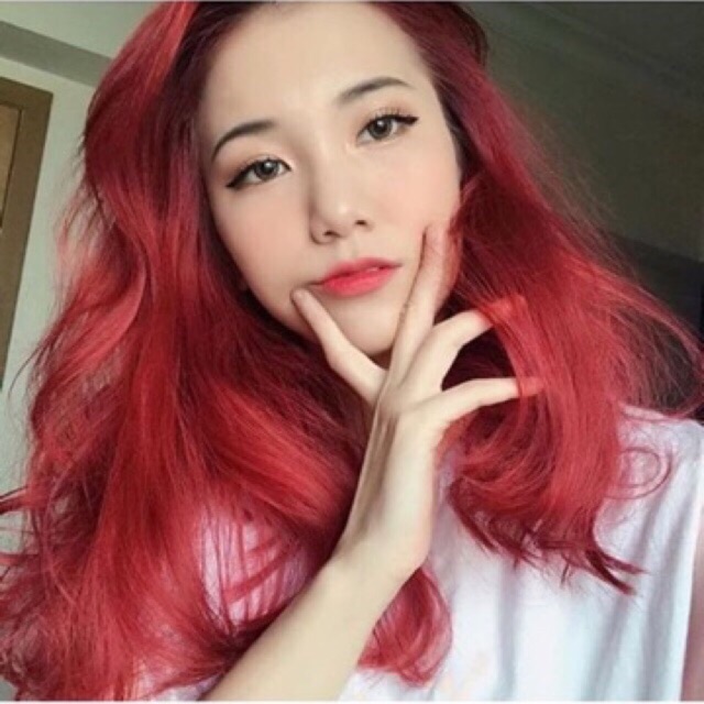 Thuốc nhuộm màu Đỏ Thuần kèm trợ dưỡng găng tay
