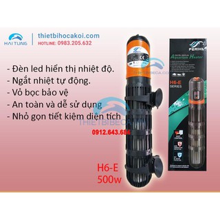 Sưởi thủy tinh hãng Periha H6-E 300w-500w. Sưởi chống bỏng dành cho bể cá giúp nước trong bể luôn giữ được đúng nhiệt độ