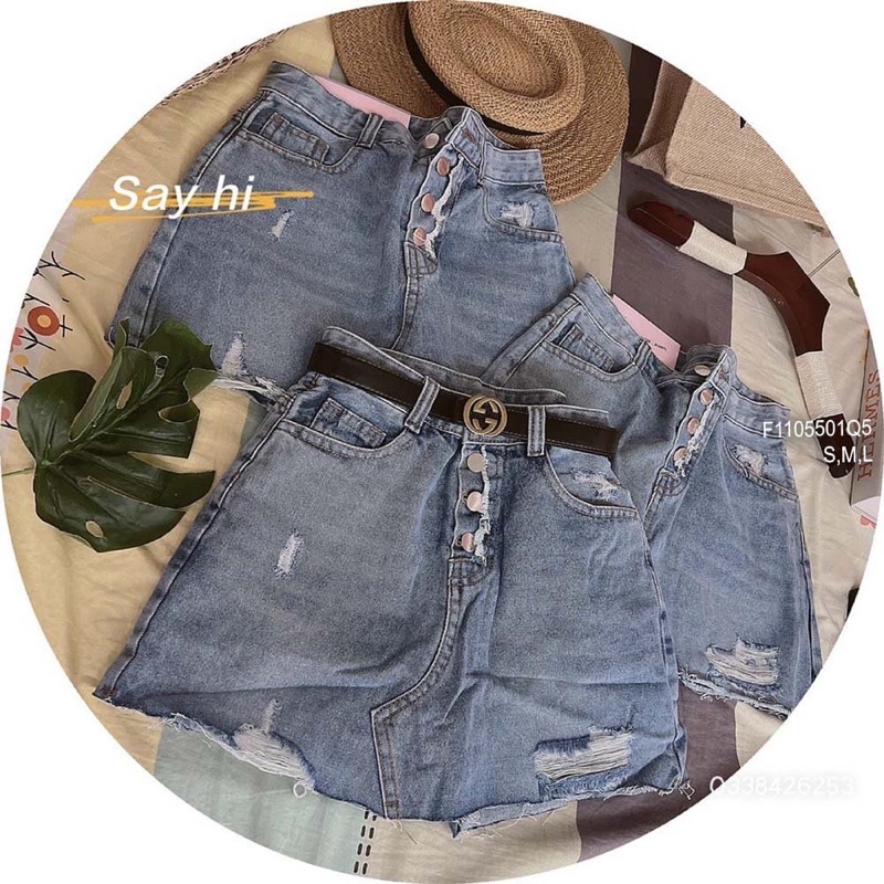 Quần váy jeans 3 nút