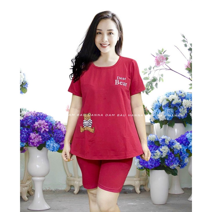 [HANNA- SIZE 40-70KG] Đồ bộ bầu thun cotton mặc ở nhà quần đùi chất thun loại 1 mềm mát không xù co dãn thoải mái