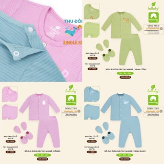 Bộ dài tay cài giữa single kẻ ngang lullaby 0 - 9m _