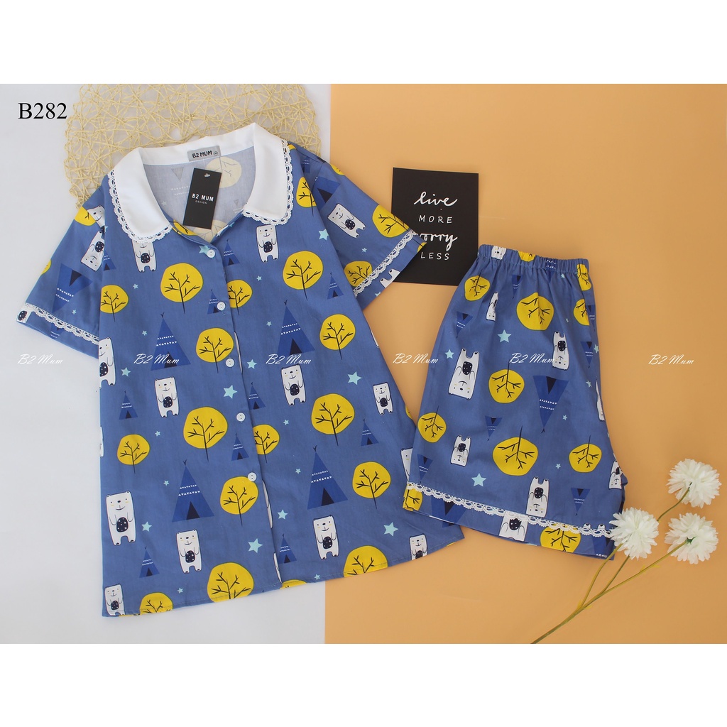 B282 Bộ sooc thô phối ren cổ thoải mái mát mẻ B2 MUM