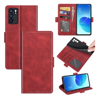 Ốp Điện Thoại Da PU Kiểu Ví Đế Lật Có Đế Cho OPPO Reno6 4G 5G Z Reno 6Z
