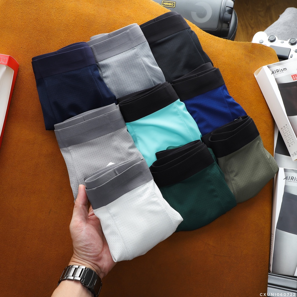 Quần Lót  Nam BOXER UNIQLO ĐÙI Chất Vải Lụa Lỗ Kim Cotton 4 Chiều Cực Mịn Và Mát hàng xuất xịn chính hãng