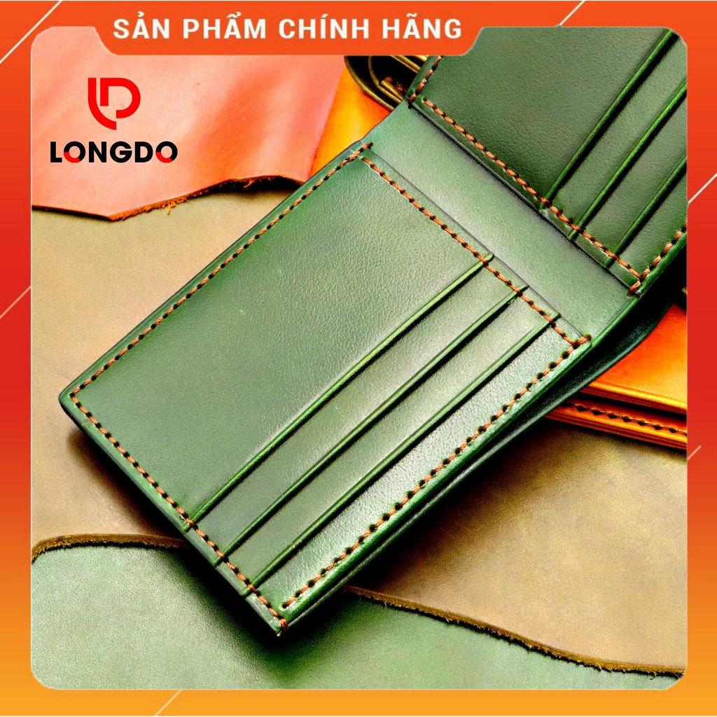 Ví Da Bò Nam Handmade Cao Cấp - Cam Kết 100% Da Bò Thật - Ví Ngang - Hàng Chính Hãng Thương Hiệu Longdo Leather - B01