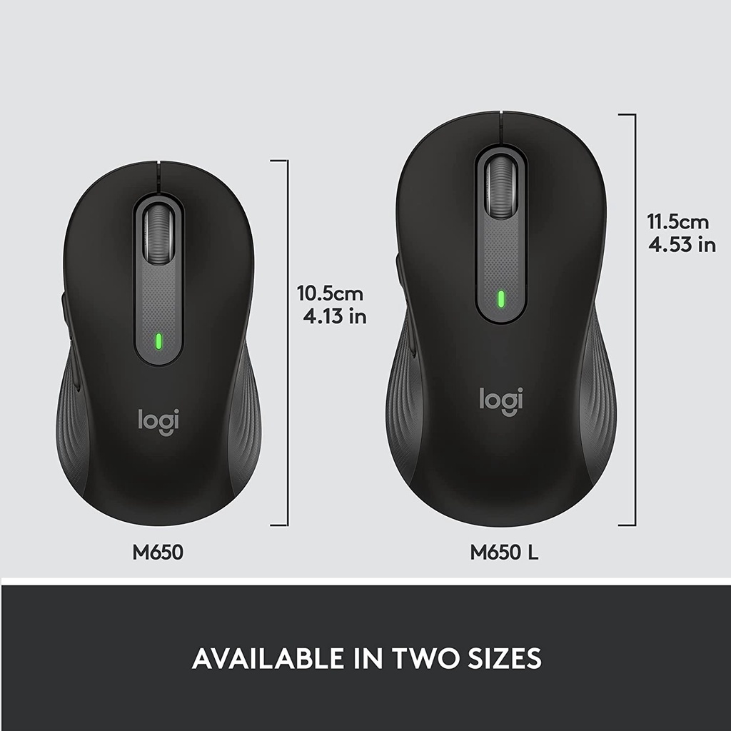 Chuột không dây Logitech M650 kết nối 10m Bluetooth, USB | Hàng chính hãng bảo hành 2 năm