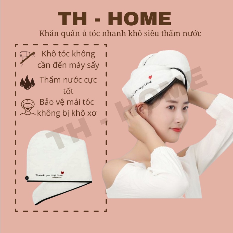 Khăn quấn ủ tóc nhanh khô siêu thấm nước, khăn lau khô tóc siêu tốc