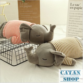 Gối mền Voi lười, Hà mã lười , hàng siêu to dài 70, nỉ nhung cực mịn, chăn gối văn phòng