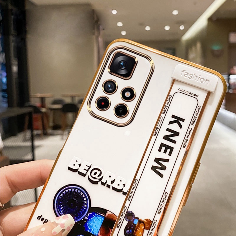 Ốp Điện Thoại Họa Tiết Gấu Có Dây Đeo Cho Xiaomi Redmi Note 11 10 Pro 10S 11S 4G 5G