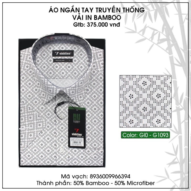 Áo Sơ Mi Họa Tiết Ngắn Tay Bamboo Vạt Ngang Vĩnh Tiến 375 | BigBuy360 - bigbuy360.vn