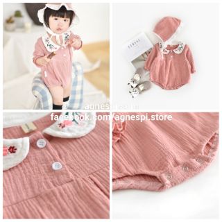 Set body kèm mũ vải xô cho bé