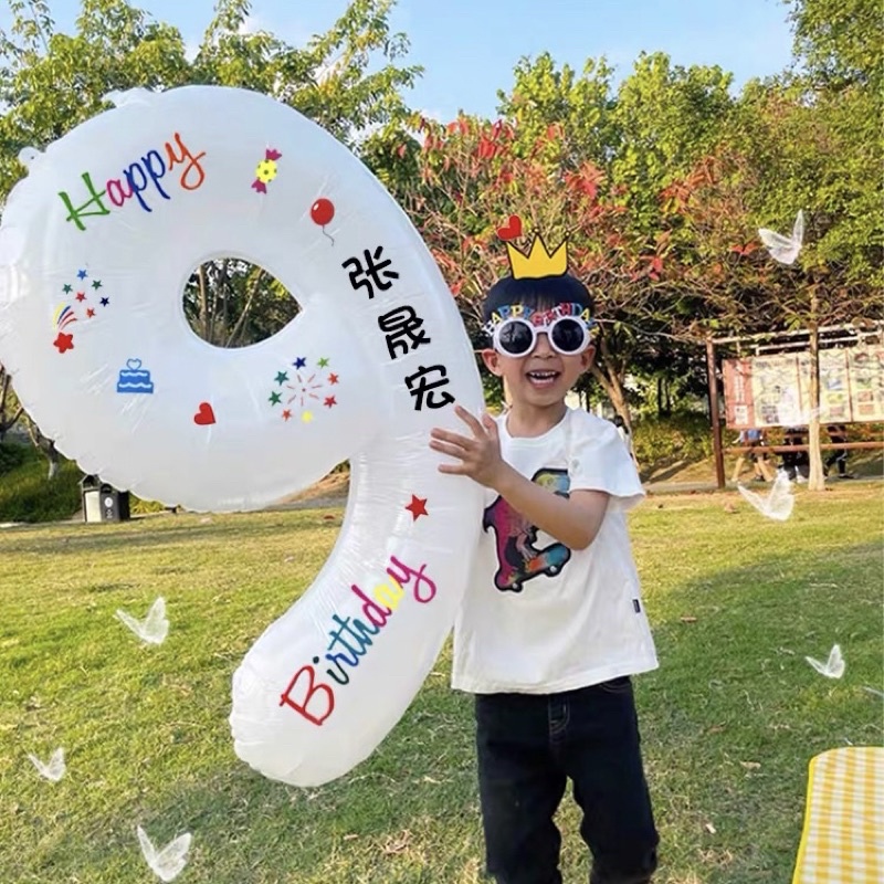 Bóng số tuổi màu trắng size đại 70cm trang trí sinh nhật phong cách Hàn Quốc