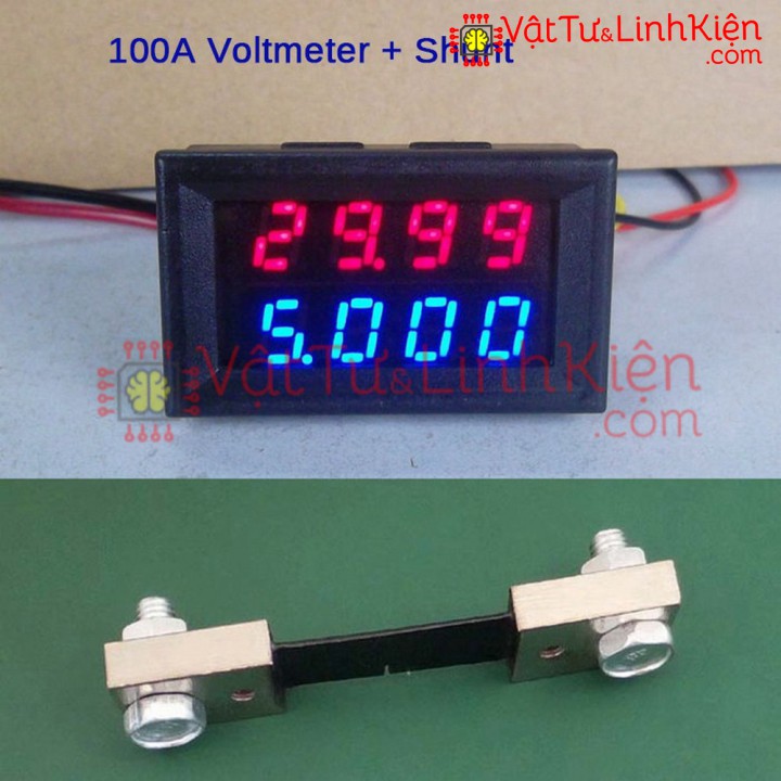 Đồng hồ đo điện DC 0-200V 10A 50A 100A với điện trở Shunt