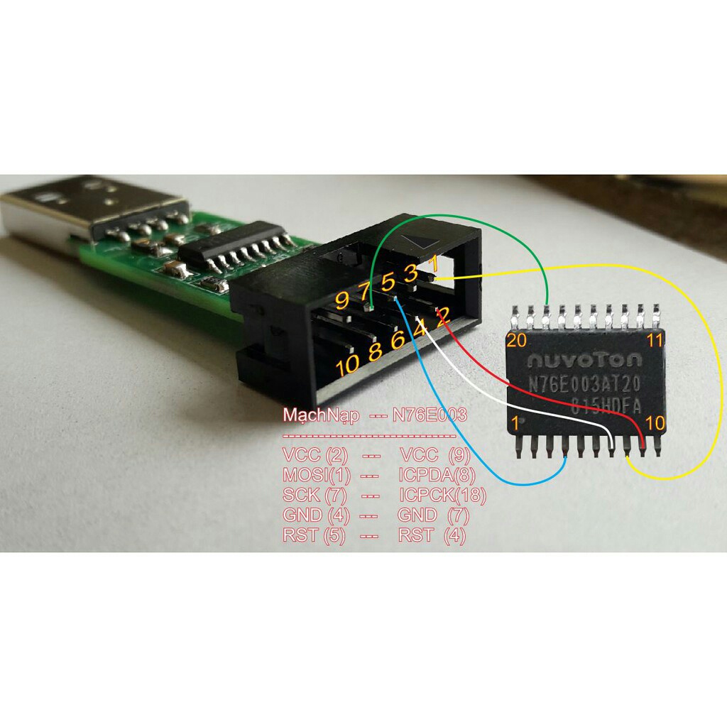 Mạch nạp  Nuvoton N76E003, MS51, C8051, EFM,  AVR, ...