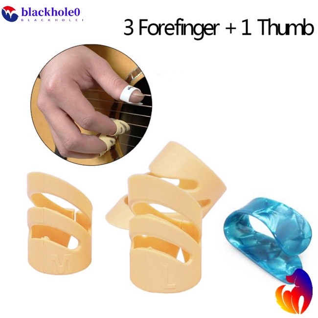 BH 4 Pcs/set Finger Picks Sleeve for Acoustic Electric Guitar Stringed Instrument (3PCS Forefinger +1PC Thumb)