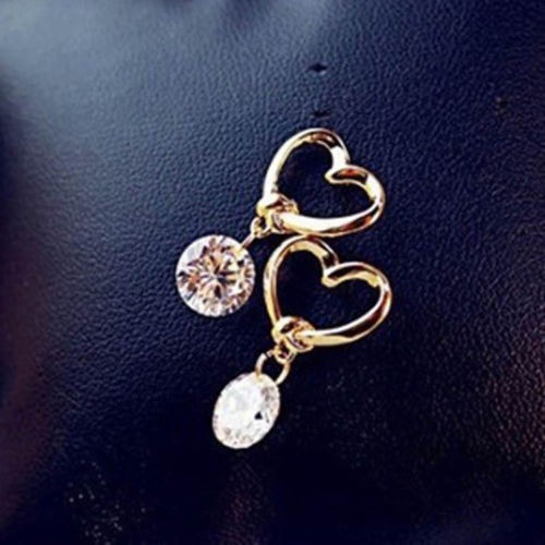 Hoa tai hình trái tim đính đá zircon thời trang cho nữ