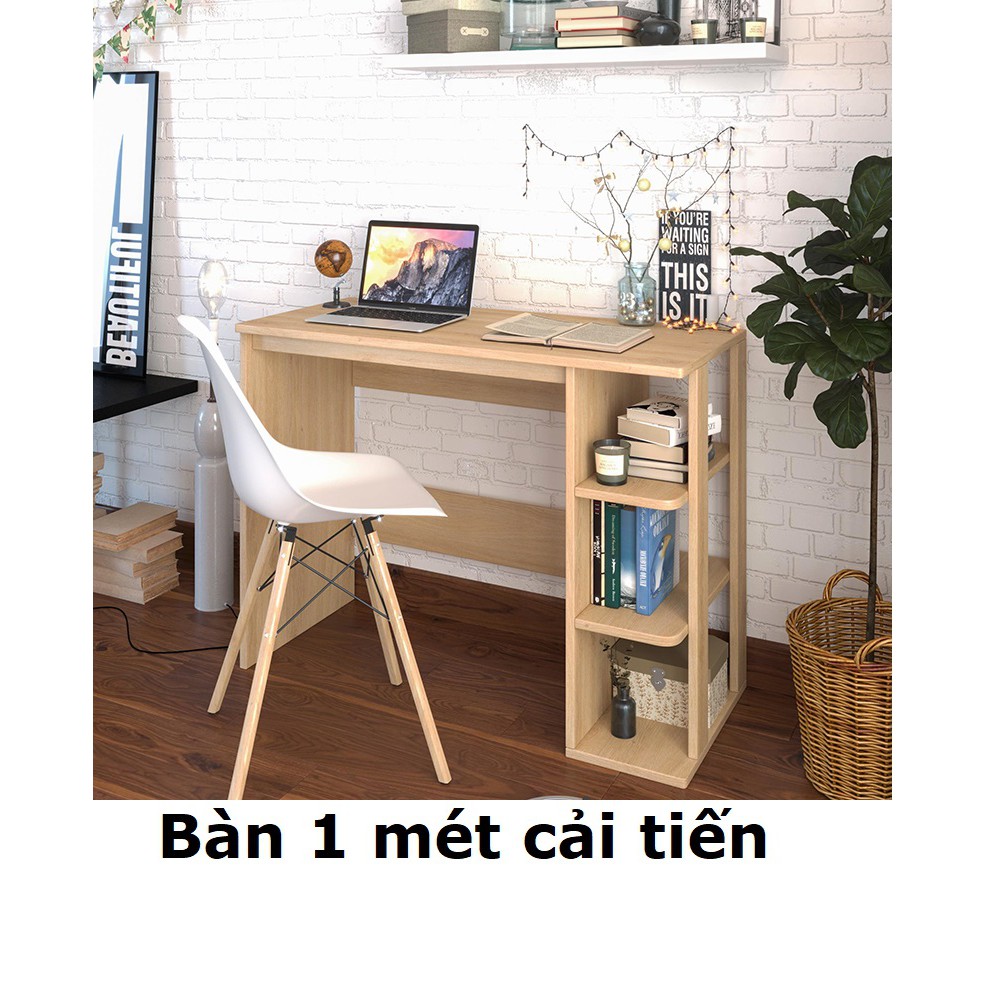 Bàn làm việc kèm kệ sách (dài 1mét) Bàn kèm kệ sách thông minh dạng lắp ghép tiện lợi (Bảo hành 12 tháng) halinhco