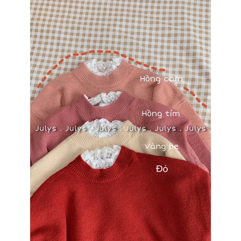 Áo len cổ tròn phối tay ren (ảnh thật shop chụp ạ) | BigBuy360 - bigbuy360.vn