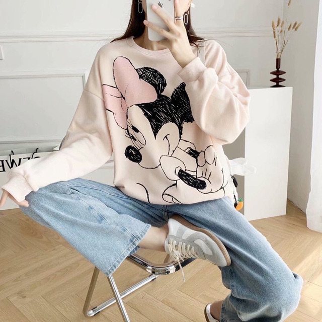 ( T&amp;H Kids) Áo Nỉ Micky Hàng Quảng Châu Hottrend Cho Nữ Form Rộng Như Ảnh