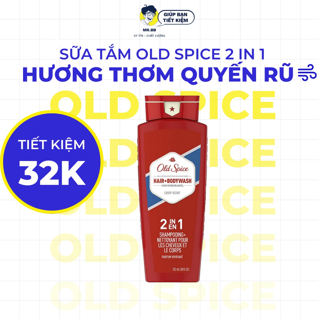 Old Spice 2 in 1 trong top 10 sữa tắm nam giới được khuyên dùng với hương thơm nam tính,mạnh mẽ 532ml  Mr.BB