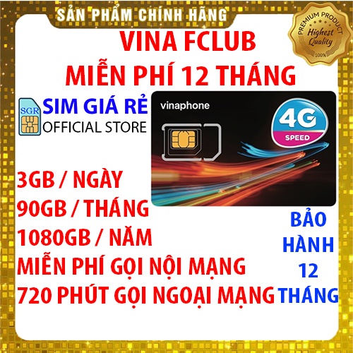 SIM 4G 1 NĂM VINAPHONE VD149, U1500, FCLUB, VD89, FHAPPY - 4G VINA TRỌN GÓI KHÔNG NẠP TIỀN XÀI THẢ GA - SIM GIÁ RẺ