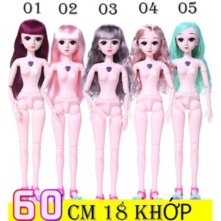 Búp Bê Trơn 3D BJD 18 Khớp Cao 60cm Phát Nhạc – Tóc Màu Nâu Đỏ Ánh Tím 01 Tặng Kèm Giày