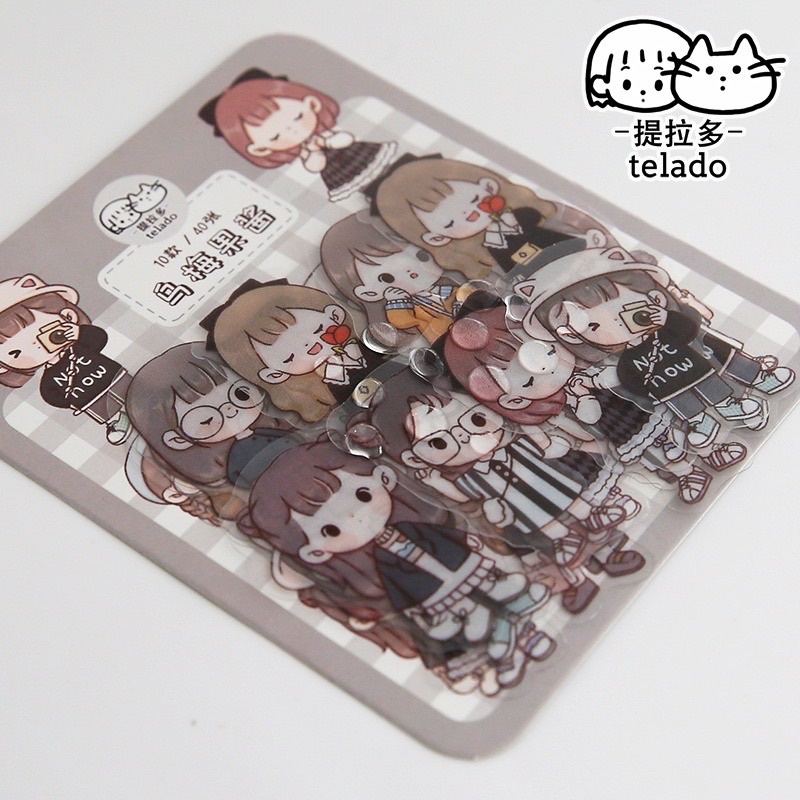 Gói 40 miếng dán trang trí sổ tay, điện thoại chống nước hình bé gái hoạt hình dễ thương DIY - ST004-Tiệm Ốc Sột