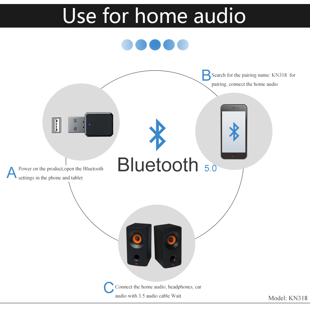 Thiết Bị Nhận Tín Hiệu Âm Thanh Bluetooth Kn318 | BigBuy360 - bigbuy360.vn