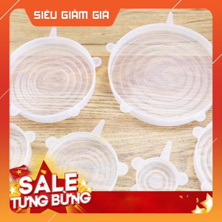 Bộ 6 Nắp Silicon Đậy Bát Đĩa (màu trắng)