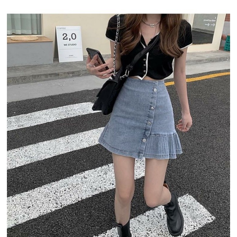 Chân Váy Bò Jeans Lưng Cao Denim Đuôi Cá Cúc Dọc Cá Tính [KÈM ẢNH THẬT] | BigBuy360 - bigbuy360.vn