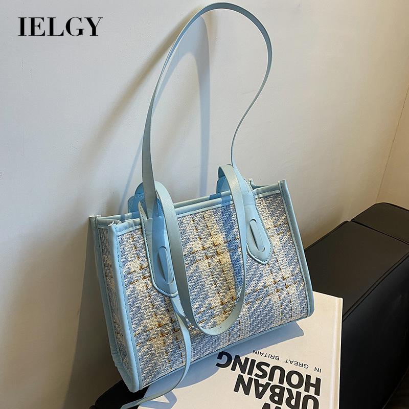 Túi đeo vai IELGY sức chứa lớn họa tiết kẻ ô thời trang phương Tây tinh tế cho nữ
