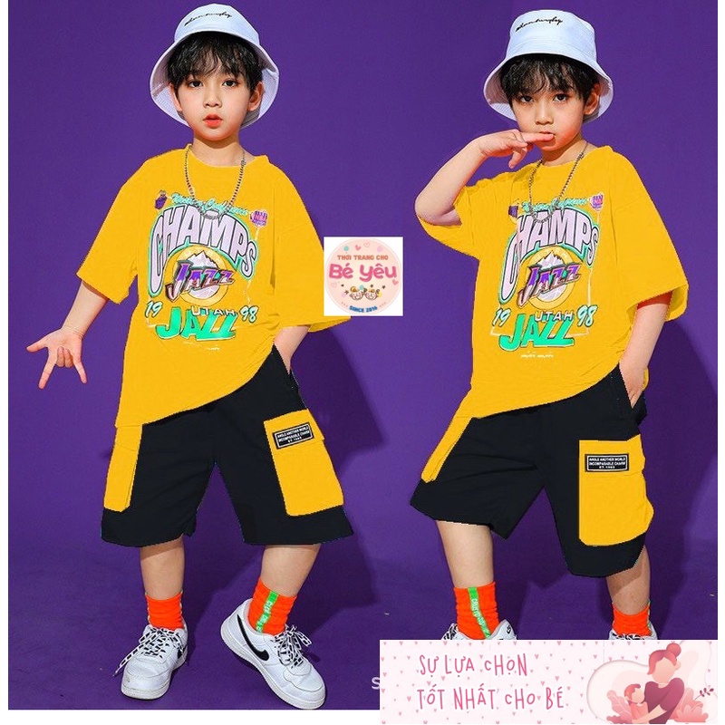Bộ Thun Bé Trai Túi Hộp - Set Bộ Túi Hộp Champs 30-42kg - Bộ Bé Trai Năng Động Phong Cách Hip Hop - N&D Kid