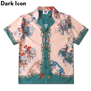 Áo sơ mi ngắn tay họa tiết vintage phong cách thời trang độc đáo