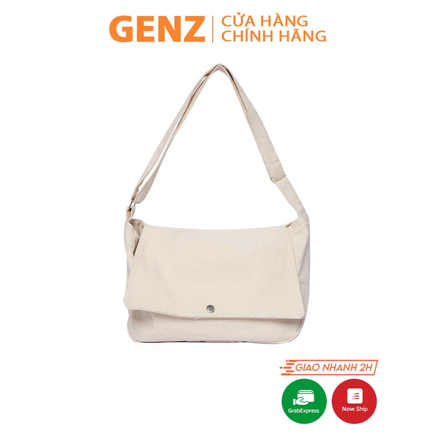 Túi đeo chéo GENZ vải canvas ulzzang unisex trơn, vải bố mộc không nhuộm hóa chất - ZB013