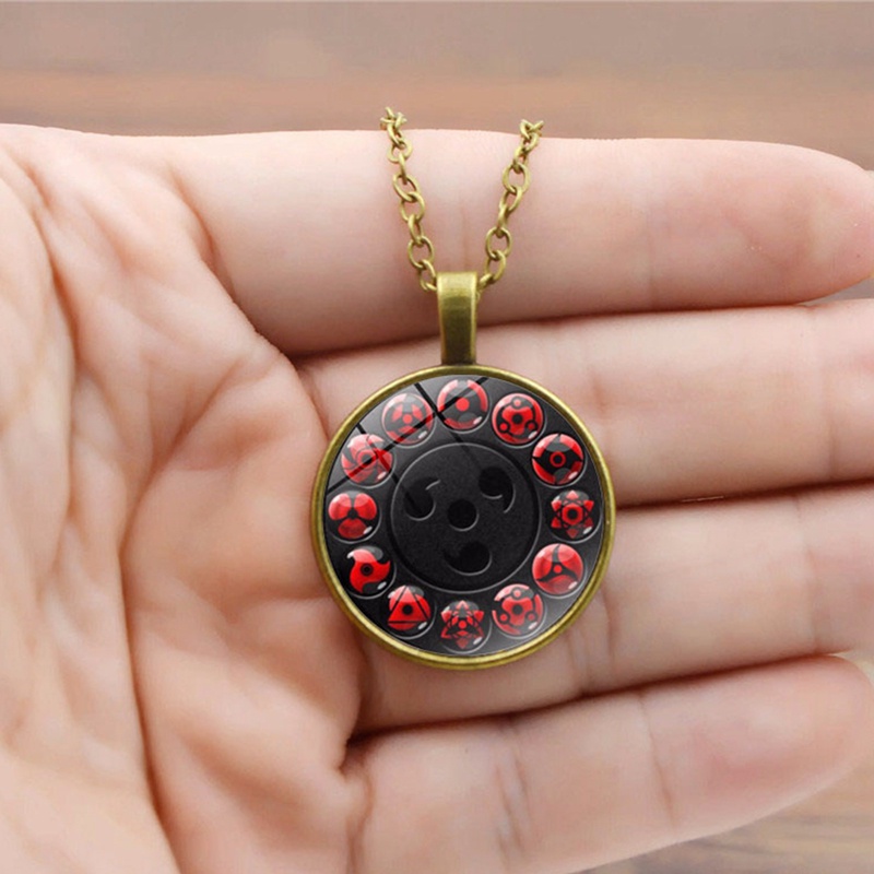 Vòng cổ Mặt Tròn Hình Đôi Mắt Sharingan Anime Naruto Shippuden Phong Cách Vintage
